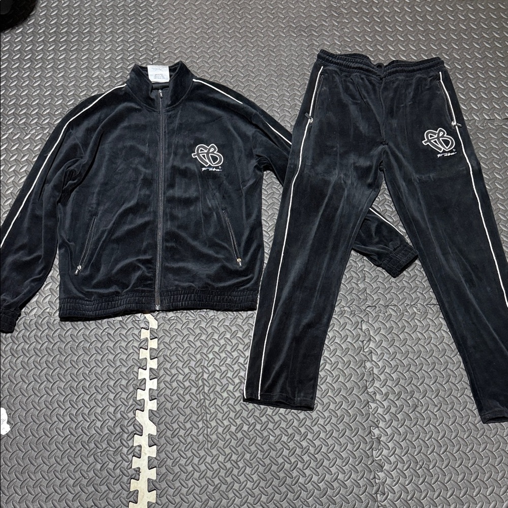 FUBU Black Velour Jacket with White Logo